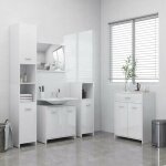 Le poisson qui jardine - meubles de salle de bain couleur blanc brillant : armoire, meuble - lavabo, ...