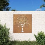 Le poisson qui jardine - plaque tableau dcoration murale jardin 55 cm de long: arbre en corten - rouille ...