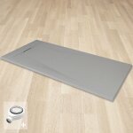 Polar receveur de douche gris extra - plat antid�rapant effet pierre 80 x 140 cm + bonde
