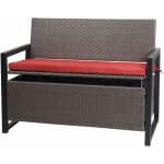 [jamais utilis�] poly - rattan banc 2 places hhg - 564, banc de jardin coffre, rangement coussin d'assise, ...