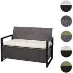 Hw - poly - rattan banc 2 places c - f39 - banc de jardin coffre - rangement coussin d'assise - gris ...