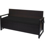Hw - poly - rattan banc 3 places c - f39 - banc de jardin coffre - rangement coussin d'assise - brun ...