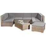 Melko - polyrattan lounge xxl sofa set garden set comprenant des coussins et des clips de connexion [reliure ...