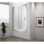 Polysan - deep - porte de douche coulissante, 2 battants, 110 cm, aluminium brillant / verre clair md1116 ...