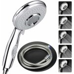 Pommeau douche + 2 m tuyau de douche flexible, pommeau de douche avec tuyau, 5 modes economiseur d'eau ...
