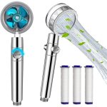 Pommeau de douche anti calcaire economie eau douchette pommeau helice haute pression avec 3 �ponge de ...