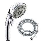 Pommeau de douche chrom avec bouton stop douchette  main 5 jets au choix pomme de douche picots anticalaire ...