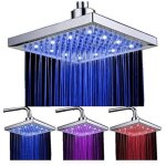 Pommeau de douche led, 8 pouces carre contr�le de la temp�rature, 3 changement de couleur abs chrome ...