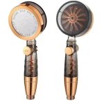 Pommeau de douche à trois positions, pomme de douche turbo avec bouton d'arrêt, doré - ahlsen Pommeau de douche à trois positions, pomme de douche turbo avec bouton d'arrêt, doré - ahlsen