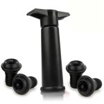 Pompe noire vacu vin avec bouchons conomiseur de vin ? garde le vin frais jusqu' 10 jours (noir).