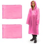 Ponchos impermables jetables, lot de 2, cir avec capuche, contre la pluie, randonne, unisexe, rose ...