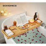 Pont de baignoire extensible, plateau de baignoire en bambou, avec porte - gobelet et porte - savon, ... Pont de baignoire extensible, plateau de baignoire en bambou, avec porte - gobelet et porte - savon, ...