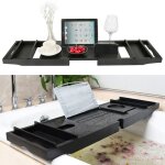 Pont de baignoire luxe bras extensibles (70 - 105cm) support pour livre / tablette support pour verre ...