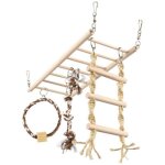 Pont suspendu, �chelle sur cordes, furet, en bois 35 � 15 � 15 cm