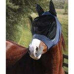 Pony, bleu: masque de cheval anti - mouches en lycra avec filet pour les yeux