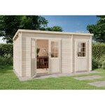 Alpholz - poolhouse - abri de jardin maria toit monopente avec annexe pinie impr�gn�, 40 mm �paisseur ...