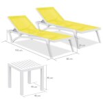 Poolstar - pack mykonos + lot de deux transats blanc / jaune & table d'appoint Poolstar - pack mykonos + lot de deux transats blanc / jaune & table d'appoint