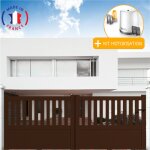 Packit - portail aluminium coulissant semi - ajour en kit + motorisation dimensions l. 3500 (entre piliers) ...