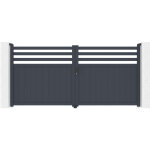 Portail battant 3, 4m nevis h. 160 aluminium gris