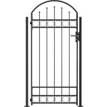 Portail de clture  dessus arqu et 2 poteaux 105x204 cm noir