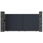 Vente - unique ? portail coulissant aluminium plein 374 x 180 cm anthracite ? r�sistant aux intemp�ries ...