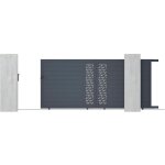 Vente - unique - portail coulissant aluminium semi plein  motifs l416 x h180 cm anthracite gregor