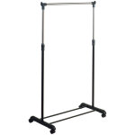 Portant � v�tements � roulettes en inox 101 - 170cm noir - hauteur ajustable msv