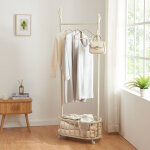 Portant � roulettes ris�r acier 175 x 60 x 32 cm blanc [en. casa]