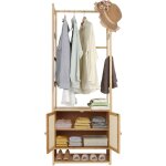 Portant à vêtement en bambou naturel avec 2 Étagères porte manteau solide sur pieds penderie ouverte ... Portant à vêtement en bambou naturel avec 2 Étagères porte manteau solide sur pieds penderie ouverte ...