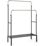 Costway - portant  vtements double, 2 tringles rglables en 3 hauteurs, portant vetement solide avec ...