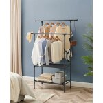 Portant � v�tements double barre, portemanteau, penderie, organisateur tringle, en m�tal, avec �tag�re ...