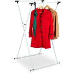Portant � v�tements extensible, hxlxp : 139x135x95 cm, 2 tringles, pour l'entr�e, valet pliable, m�tal, ...