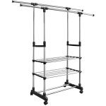 Portant � v�tements double barre extensible porte - manteaux � roulettes avec 3 �tag�res pour chambre ...