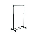 Portant  vtements  roulettes en inox 101 - 170cm noir - hauteur ajustable msv