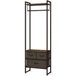 Portant à vêtement style industriel - barre penderie, 2 étagères, 3 tiroirs - acier noir effet bois vieilli ... Portant à vêtement style industriel - barre penderie, 2 étagères, 3 tiroirs - acier noir effet bois vieilli ...