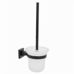 Porte - balai en acier et verre finition noir mat avec fixation murale