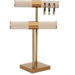 Porte bijoux double pieds dor�s beige