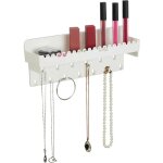 Porte - bijoux mural, pour colliers, bracelets, boucles d'oreilles, avec tablette, hlp 12x30x8 cm, blanc ...