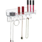 Porte - bijoux mural, pour colliers, bracelets, boucles d'oreilles, avec tablette, hlp 12x30x8 cm, transparent ...