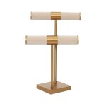 Porte bijoux sur pied 'double' 29cm beige & or