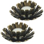 Porte - bougies, lot de 2, design fleur, bougeoir fonte, intrieur, extrieur, hxd: 6x13, 5 cm, bronze ...