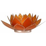 Porte bougie fleur de lotus orange et argent 2nd chakra