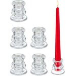 Porte - bougies en verre, lot de 6, bougeoirs pour chandelles, h x d : 5, 5 x 5, 5 cm, transparent - ...