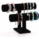 Porte - bracelet, 2 niveaux t bar uni noir velours soutien - gorge et collier pr�sentoir tour de bijoux ...