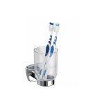 Porte brosse � dent mural, gobelet salle de bain en plastique avec fixation murale acier inox, 8x13x9 ...