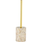 Porte brosse wc terralba wenko t�te rempla�able en silicone, surface motif feuilles avec reflet dor�, ...