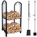 Porte - bûches avec 4 outils 38x33x75cm - métal - range bûche pour cheminée - support bois intérieur ... Porte - bûches avec 4 outils 38x33x75cm - métal - range bûche pour cheminée - support bois intérieur ...