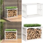 Porte - bches d'extrieur blanc 108x52x74 cm bois massif de pin - porte - bches extrieur - support ...