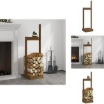 Porte - b�ches marron miel 33, 5x30x110 cm bois massif de pin - support buche - porte buche - �tag�re ...