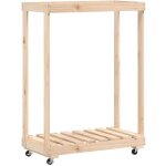 Vidaxl ? porte - b�ches avec roulettes 76, 5x40x108 cm en bois massif de pin ? rangement optimal pour ...